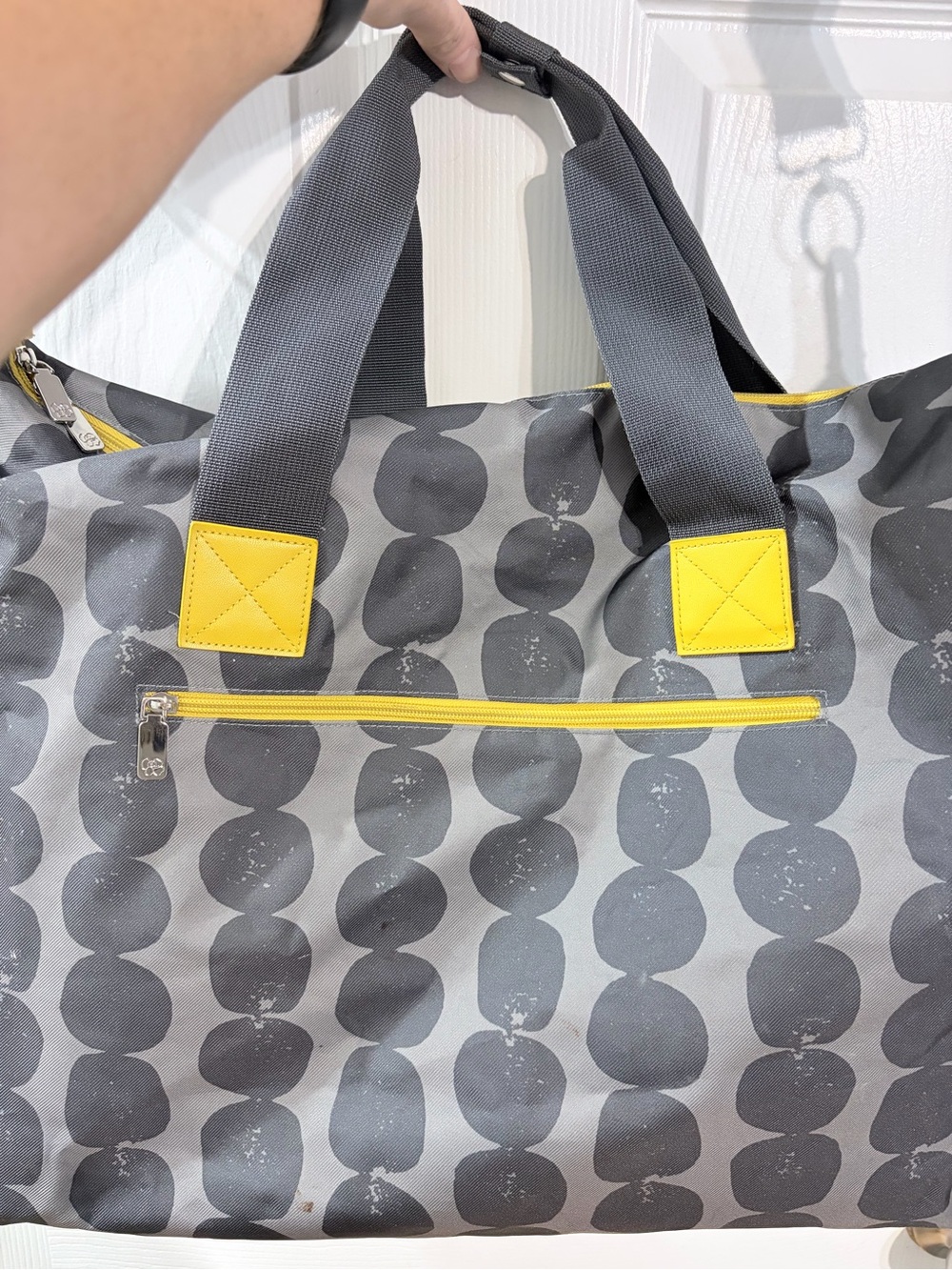 Lotta Jansdotter NWT Convertible Duffle Travel Bag Gray Yellow Style 140132